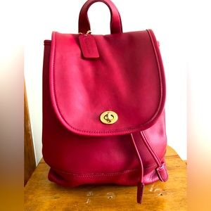 Vintage Coach Red Leather Backpack